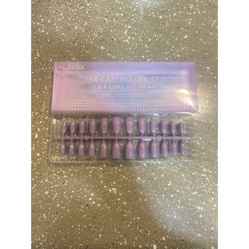 Plauva‎ Pre-Lasting Gel Tips Quick Complete DIY Nail Set Purple Press On Nails